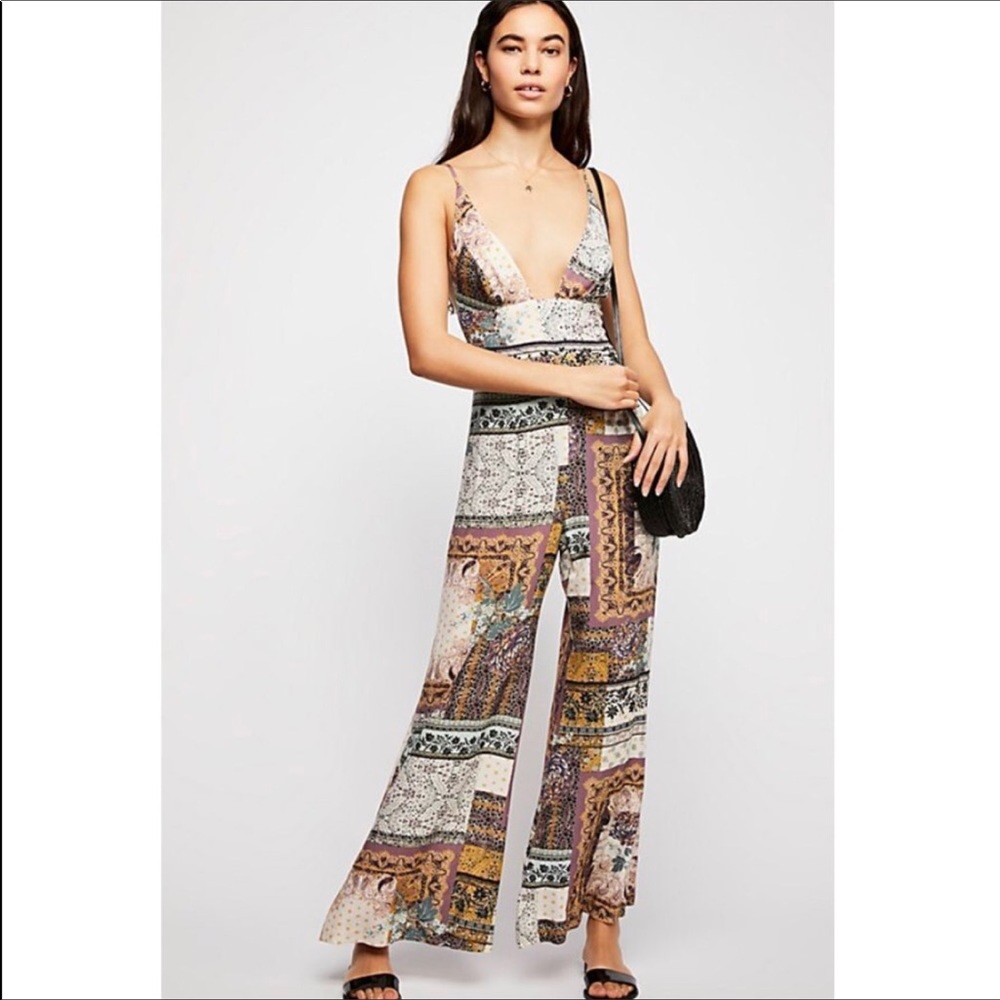 NWT Free People Margarita Patchwork Jumpsuit 0